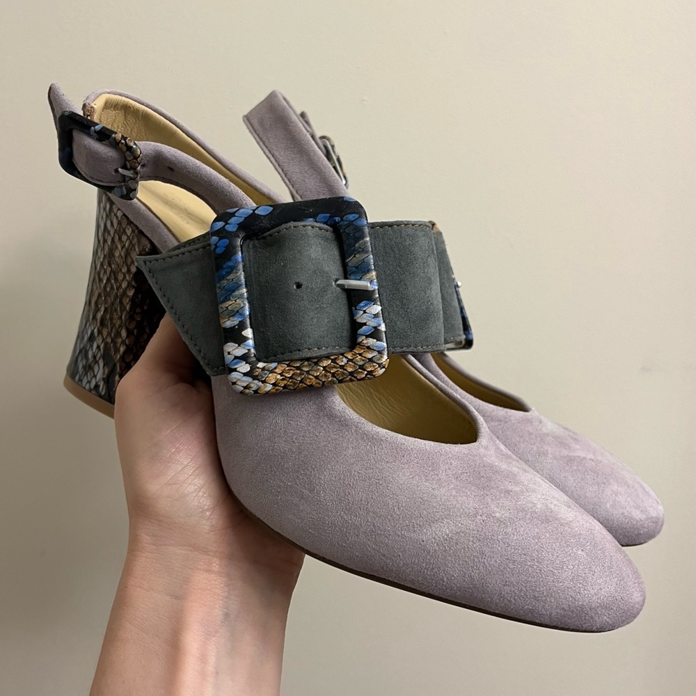 Girotti Block Heel Shoes Snake Suede - Picture 10 of 16